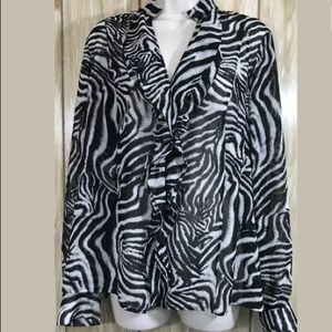 Jones New York Sheer Ruffle in zebra print